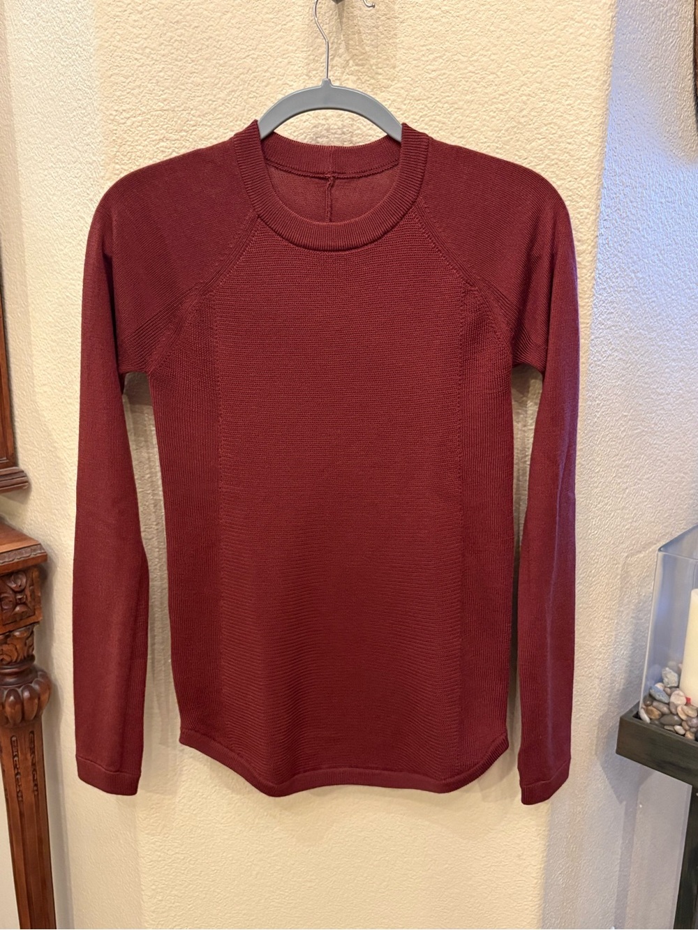 Lululemon Women Maroon Sit In Lotus Merino Wool Crewneck Sweater Size 4-6